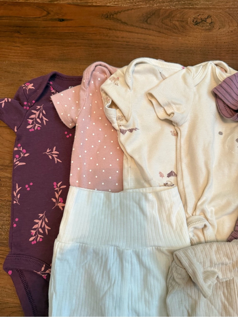 Carter's Baby Girls Purple, Pink & Cream One-Piece Bodysuits